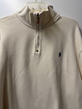 Polo by Ralph Lauren Cream Half-Zip Sweater with Navy Pony